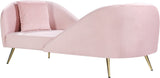 Nolan Glamorous Contemporary Chaise with Double Back Design and Elegant Gold Metal Legs, 81" Wide