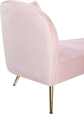 Nolan Glamorous Contemporary Chaise with Double Back Design and Elegant Gold Metal Legs, 81" Wide