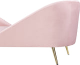 Nolan Glamorous Contemporary Chaise with Double Back Design and Elegant Gold Metal Legs, 81" Wide