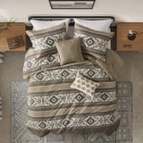Wholesale 5 Piece Geometric Stripe Herringbone Comforter Set, Brown