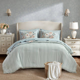 Vintage-Floral Inspired Comforter Set, Soft Blue