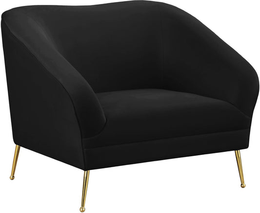 Hermosa Velvet Chair - Luxurious Mid-Century Design with Elegant Gold Legs and Curved Back for Style