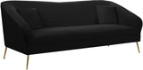 Hermosa Velvet Sofa - Elegant Mid-Century Design with Sleek Curved Arms and Luxurious Gold Legs