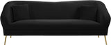Hermosa Velvet Sofa - Elegant Mid-Century Design with Sleek Curved Arms and Luxurious Gold Legs