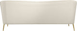 Hermosa Velvet Sofa - Elegant Mid-Century Design with Sleek Curved Arms and Luxurious Gold Legs