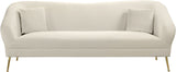 Hermosa Velvet Sofa - Elegant Mid-Century Design with Sleek Curved Arms and Luxurious Gold Legs