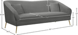 Hermosa Velvet Sofa - Elegant Mid-Century Design with Sleek Curved Arms and Luxurious Gold Legs