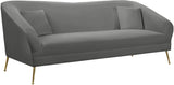 Hermosa Velvet Sofa - Elegant Mid-Century Design with Sleek Curved Arms and Luxurious Gold Legs