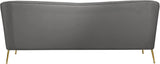 Hermosa Velvet Sofa - Elegant Mid-Century Design with Sleek Curved Arms and Luxurious Gold Legs