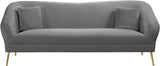 Hermosa Velvet Sofa - Elegant Mid-Century Design with Sleek Curved Arms and Luxurious Gold Legs