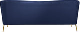 Hermosa Velvet Sofa - Elegant Mid-Century Design with Sleek Curved Arms and Luxurious Gold Legs