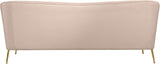 Hermosa Velvet Sofa - Elegant Mid-Century Design with Sleek Curved Arms and Luxurious Gold Legs