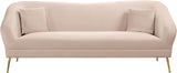 Hermosa Velvet Sofa - Elegant Mid-Century Design with Sleek Curved Arms and Luxurious Gold Legs