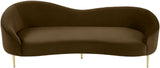 Ritz Elegant Velvet Sofa with Gold Metal Legs - Contemporary Curved Design for Chic Living Rooms