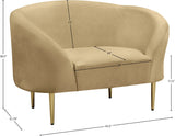 Ritz Elegant Velvet Chair with Gold Legs - Chic Curved Design for Contemporary Home Decor Style