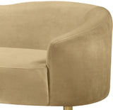 Ritz Contemporary Loveseat with Plush Upholstery and Elegant Gold Legs for Chic Home Style