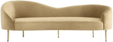 Ritz Elegant Velvet Sofa with Gold Metal Legs - Contemporary Curved Design for Chic Living Rooms