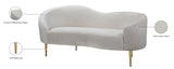 Ritz Contemporary Loveseat with Plush Upholstery and Elegant Gold Legs for Chic Home Style