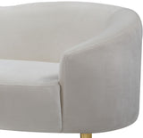 Ritz Contemporary Loveseat with Plush Upholstery and Elegant Gold Legs for Chic Home Style
