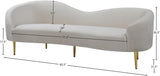 Ritz Elegant Velvet Sofa with Gold Metal Legs - Contemporary Curved Design for Chic Living Rooms