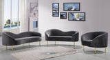Ritz Elegant Velvet Chair with Gold Legs - Chic Curved Design for Contemporary Home Decor Style