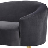 Ritz Elegant Velvet Sofa with Gold Metal Legs - Contemporary Curved Design for Chic Living Rooms