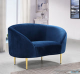 Ritz Elegant Velvet Chair with Gold Legs - Chic Curved Design for Contemporary Home Decor Style