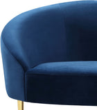 Ritz Contemporary Loveseat with Plush Upholstery and Elegant Gold Legs for Chic Home Style