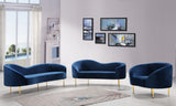 Ritz Contemporary Loveseat with Plush Upholstery and Elegant Gold Legs for Chic Home Style