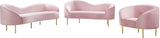 Ritz Contemporary Loveseat with Plush Upholstery and Elegant Gold Legs for Chic Home Style
