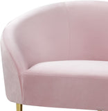 Ritz Elegant Velvet Sofa with Gold Metal Legs - Contemporary Curved Design for Chic Living Rooms