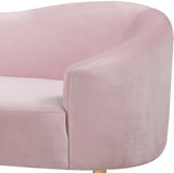 Ritz Elegant Velvet Sofa with Gold Metal Legs - Contemporary Curved Design for Chic Living Rooms