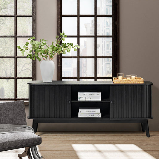 David 59" Modern Hidden Space Sliding Door TV Stand