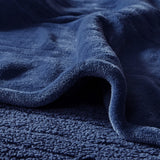 Heated Plush and Berber Electric Bedding Blanket, Navy Blue