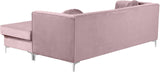 Eliana Grey Velvet Reversible Sectional Sofa with Gold & Chrome Legs, Plush Upholstery & Pillows