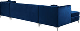 Graham Three-Piece Sectional Sofa with Channel Tufted Back and Customizable Gold & Chrome Legs