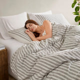 3 Piece Yarn-Dyed Stripes All-Seasons Duvet Set, Grey