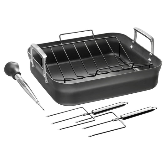 ZWILLING Motion Hard Anodized 16 x 14-inch Aluminum Nonstick Roaster Pan w/ Rack & Tools