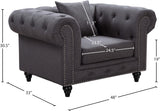 Chesterfield Elegant Contemporary Chair with Plush Foam Seat, Nailhead Design & Matching Pillows