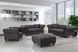 Chesterfield Contemporary Ottoman – Elegant Linen Textured Fabric, Stylish Nailheads & Plush Comfort