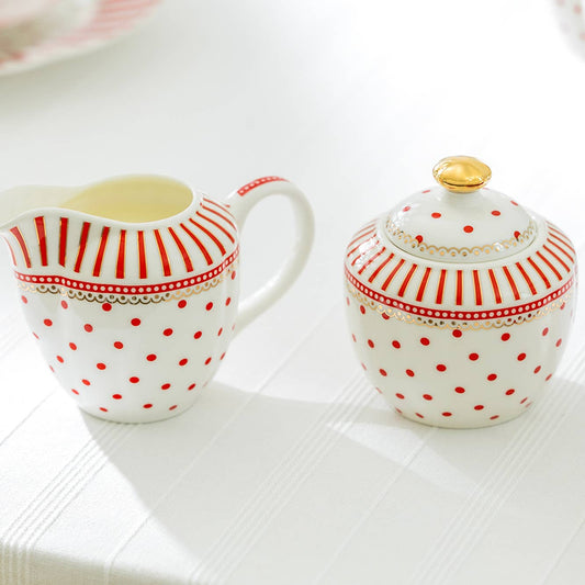 Grace Teaware Red Josephine Sugar & Creamer Set