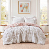 Long Faux Fur Comforter Mini Set, Blush