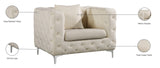 Scarlett Velvet Chair - Luxuriously Tufted Contemporary Seat with Chrome Legs for Elegant Living Spaces