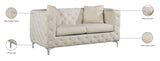 Scarlett Elegant Contemporary Loveseat with Deep Tufting and Chrome Legs for Modern Living Spaces
