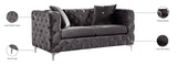 Scarlett Elegant Contemporary Loveseat with Deep Tufting and Chrome Legs for Modern Living Spaces