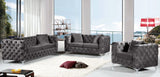 Scarlett Elegant Contemporary Loveseat with Deep Tufting and Chrome Legs for Modern Living Spaces