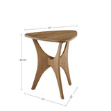 Modern Mid-Century Triangular Wood Side Table, Natural
