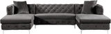 Gail Contemporary 3-Piece Sectional with Plush Deep Tufting, Double Chaise Design, and Pillows