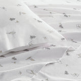Winter Flannel Cotton Sheet Set, Ski, Light Grey