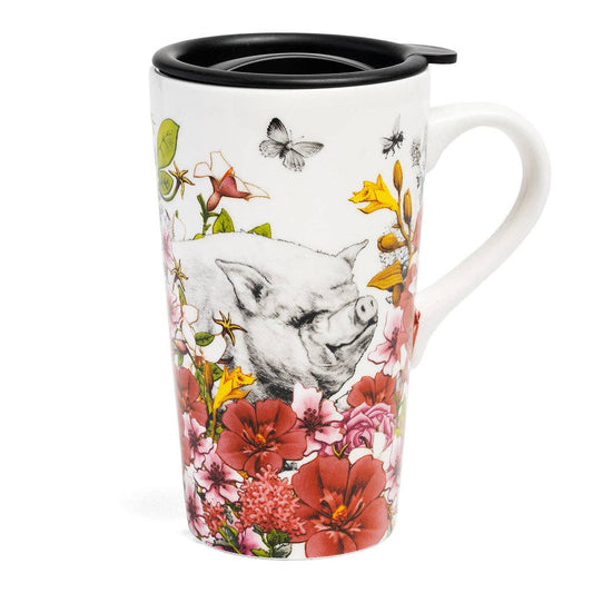 Blue Stallion Emily Pig Travel Mug With Lid